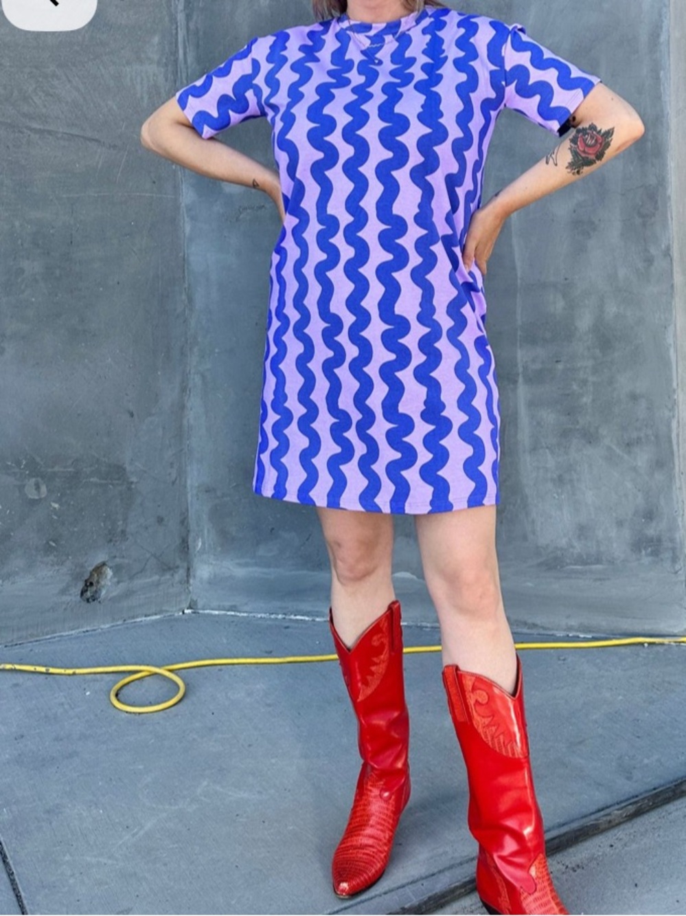Tee Dress in Squiggle